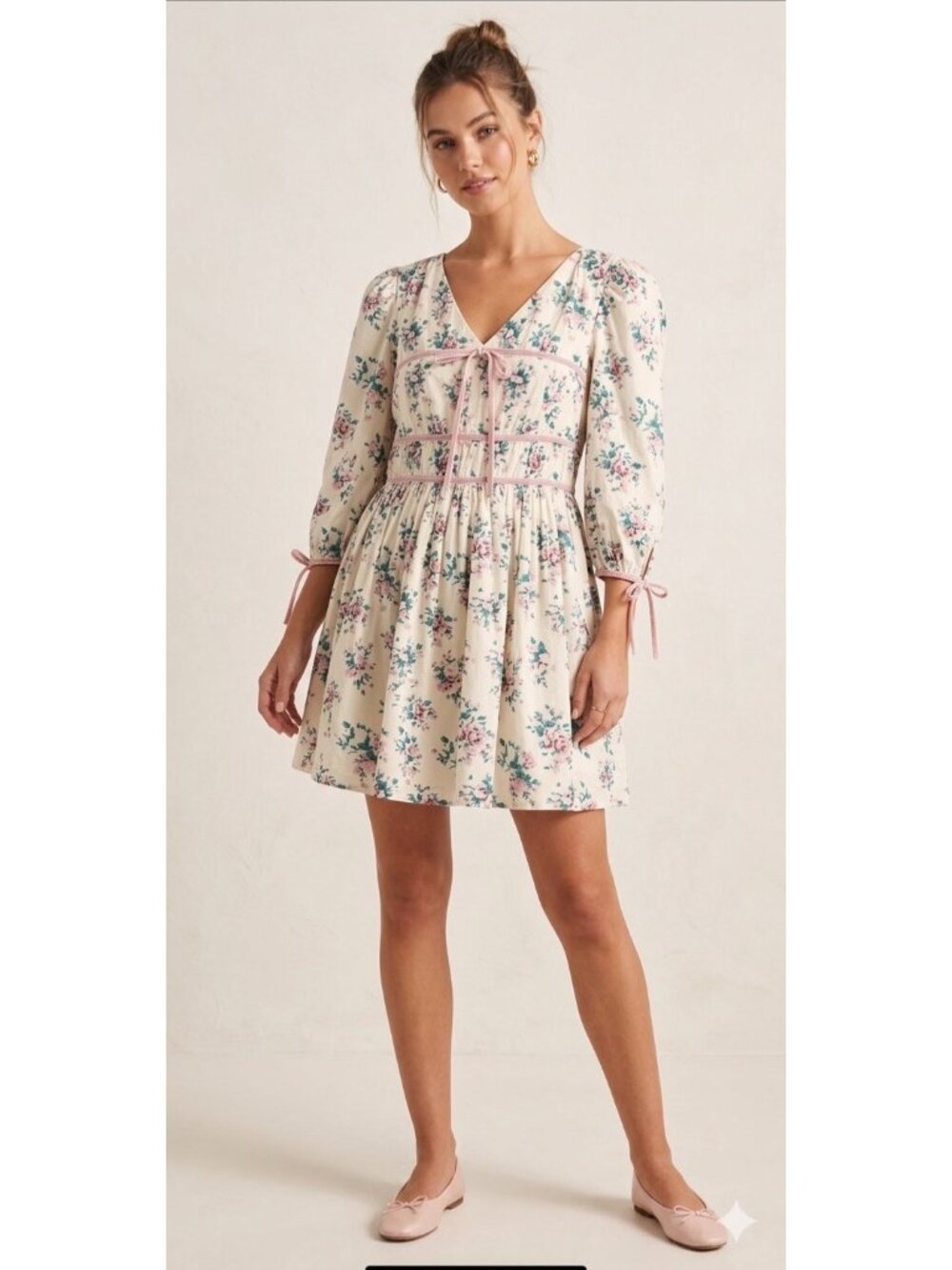 The Stock Place Floral Prairie Dress Pink Size XL Cottagecore Fairy Modest Cute